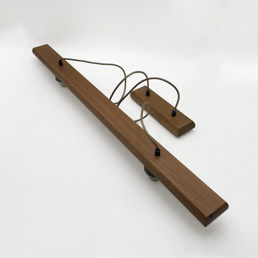 Sospensione a cavo AIDA 2xE27/15W/230V Ø 35 cm rovere/raffia