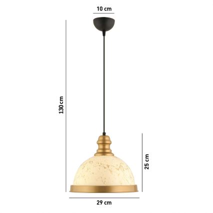 Sospensione a cavo MONZA 1xE27/40W/230V Ø 29 cm crema/bronzo