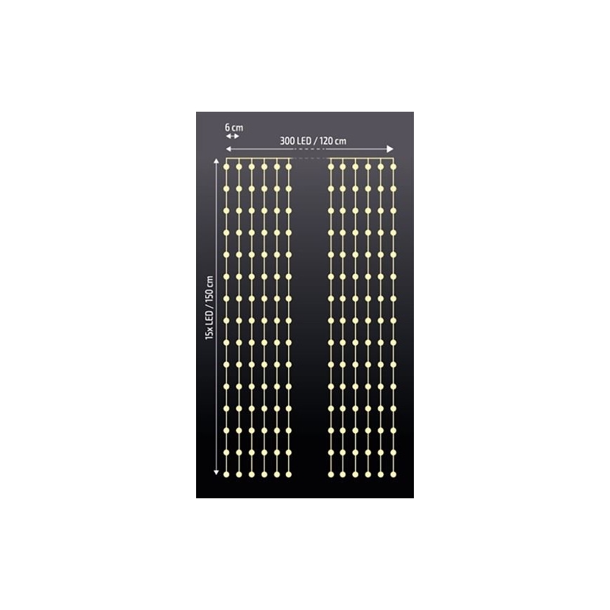 Sospensione natalizia a LED 300xLED/3xAA