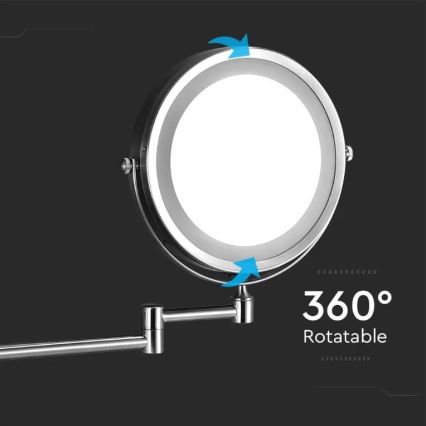 Specchio cosmetico da parete a LED LED/3W/6V IP44