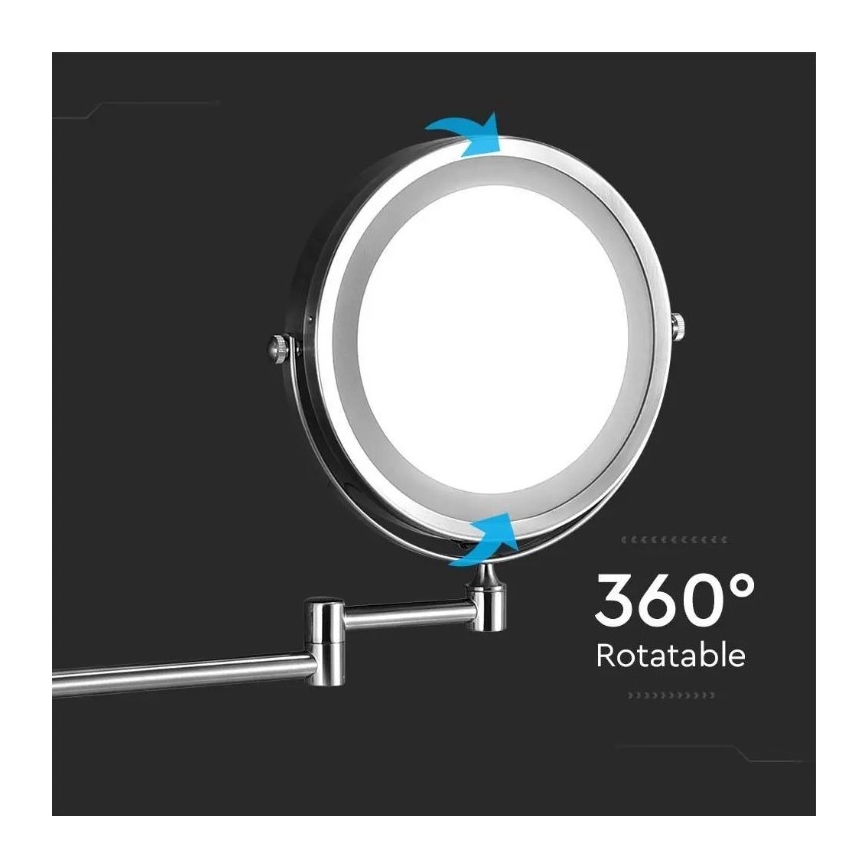 Specchio cosmetico da parete a LED LED/3W/6V IP44