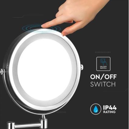 Specchio cosmetico da parete a LED LED/3W/6V IP44