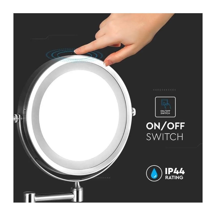 Specchio cosmetico da parete a LED LED/3W/6V IP44