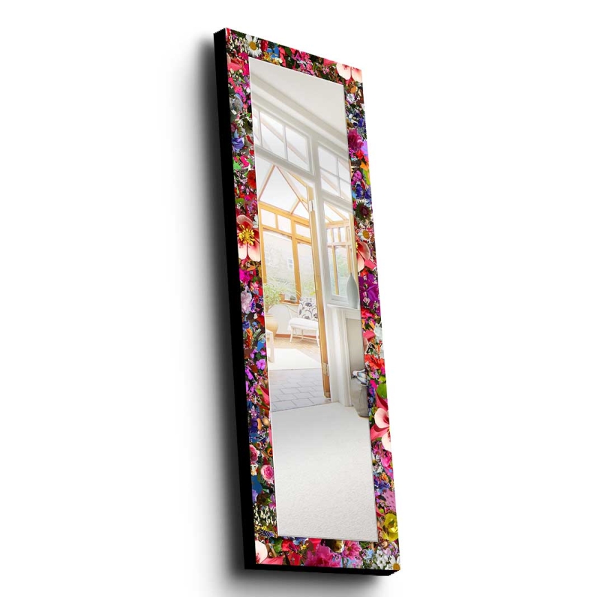 Specchio da parete 120x40 cm pino/fiori
