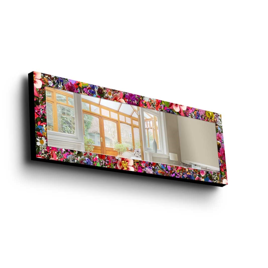 Specchio da parete 120x40 cm pino/fiori