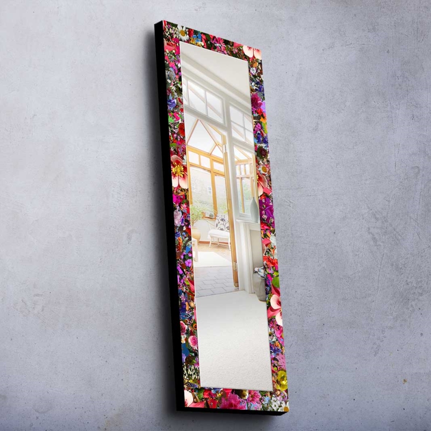 Specchio da parete 120x40 cm pino/fiori