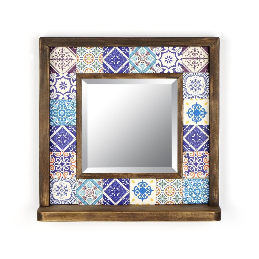 Specchio da parete 33x32,5 cm pino/blu