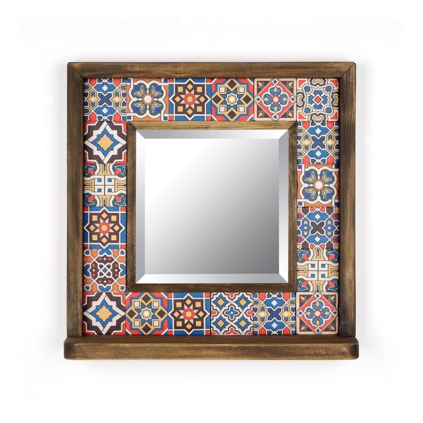 Specchio da parete 33x32,5 cm pino/rosso