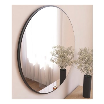 Specchio da parete OZZE diametro 60 cm nero