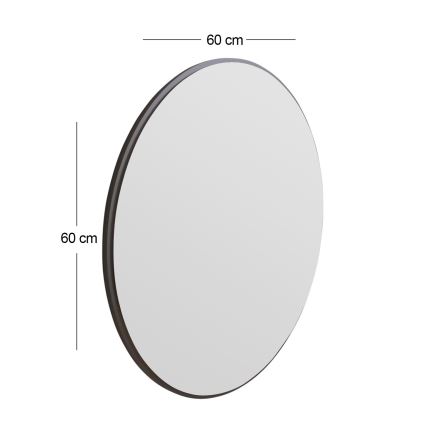 Specchio da parete OZZE diametro 60 cm nero