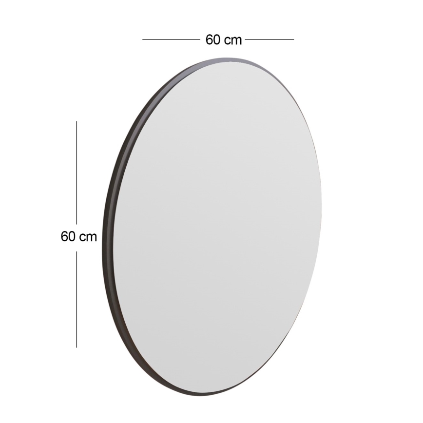 Specchio da parete OZZE diametro 60 cm nero