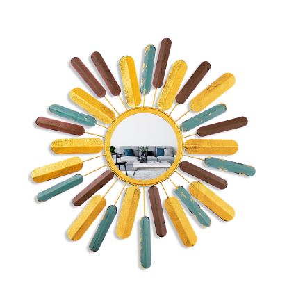Specchio da parete SOLE diametro 75 cm giallo