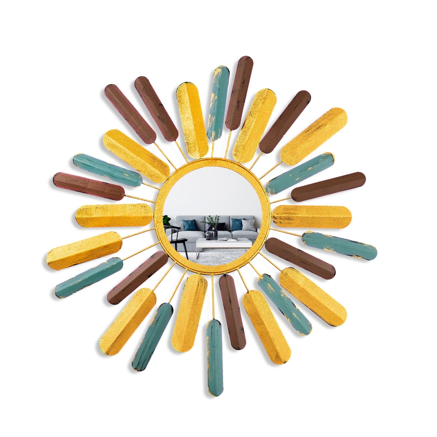 Specchio da parete SOLE diametro 75 cm giallo