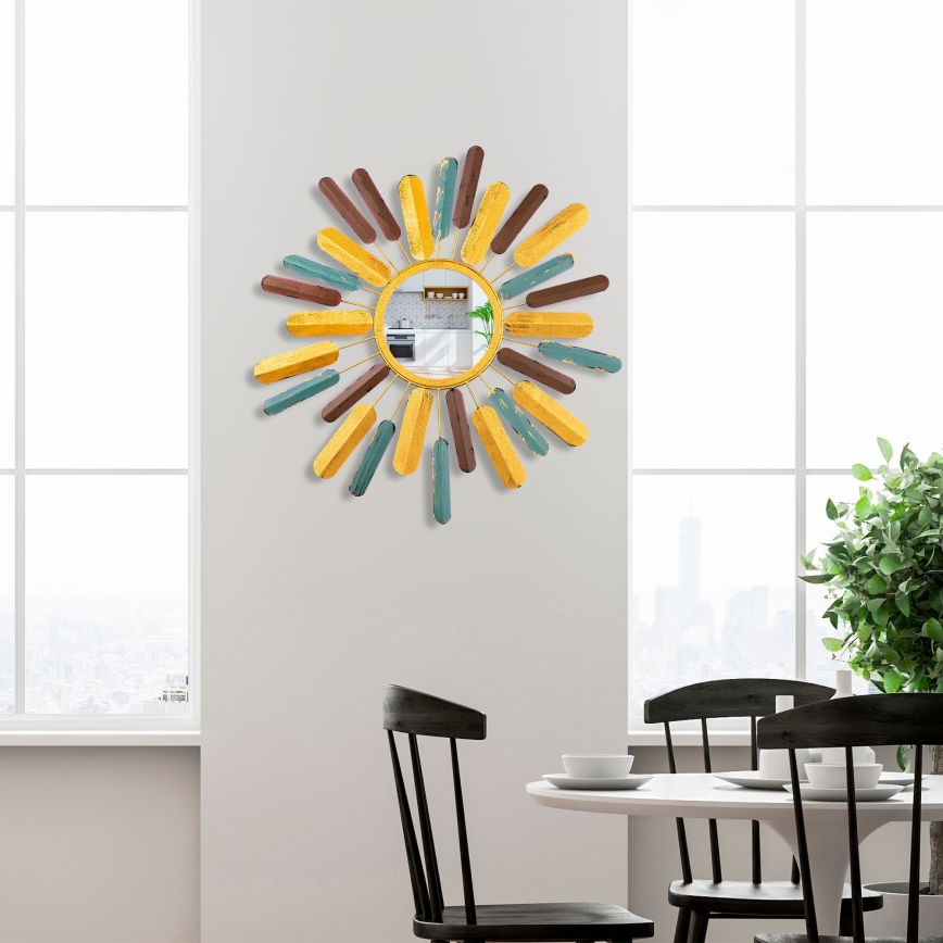 Specchio da parete SOLE diametro 75 cm giallo