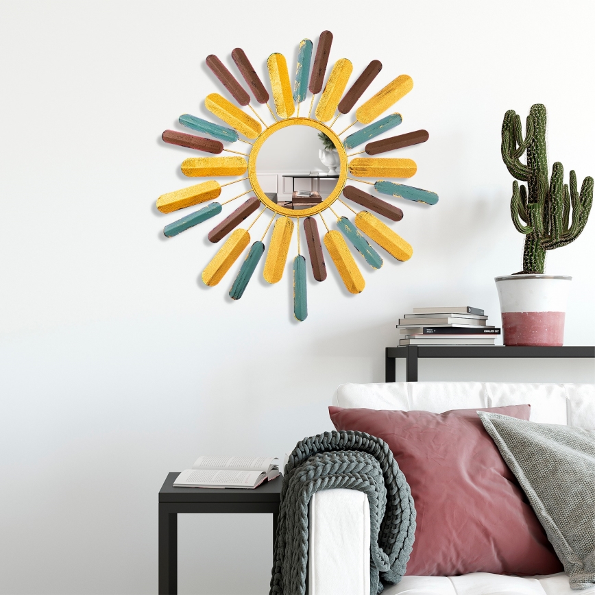 Specchio da parete SOLE diametro 75 cm giallo
