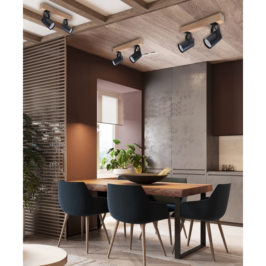 Spot 2xGU10/50W/230V hêtre/noir