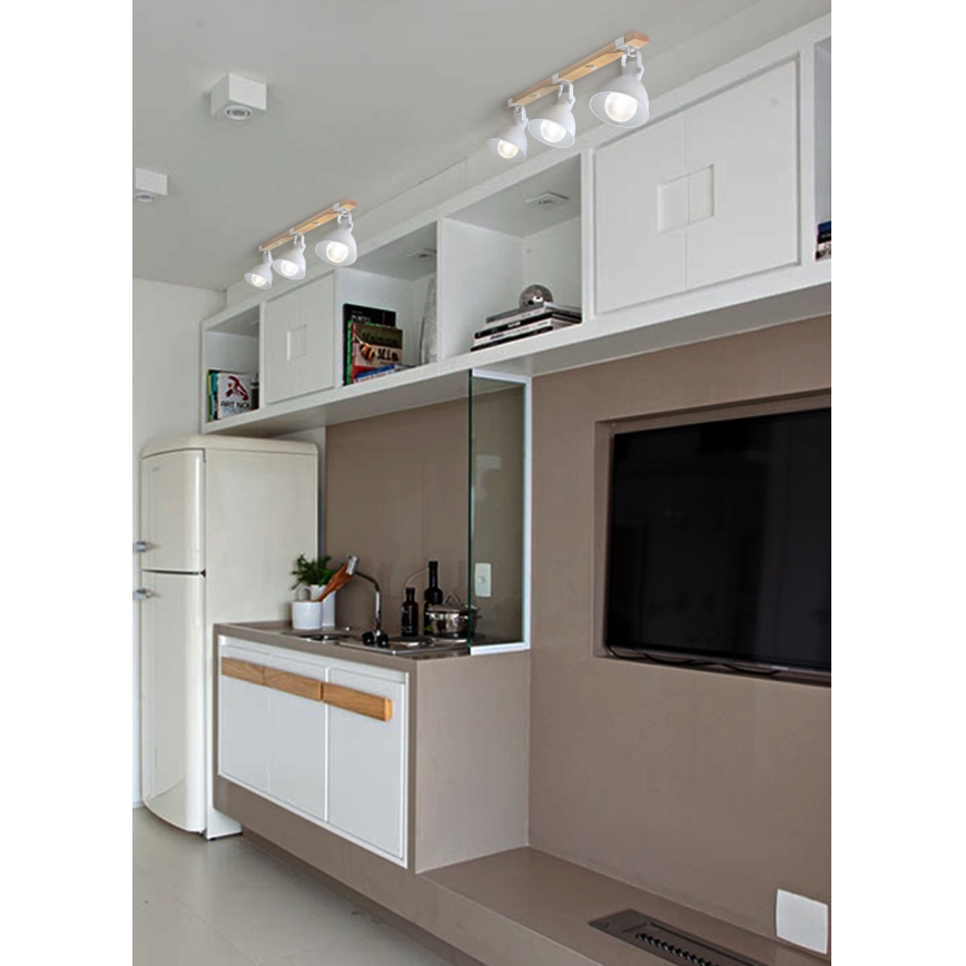 Spot 3xE27/40W/230V hêtre/blanc