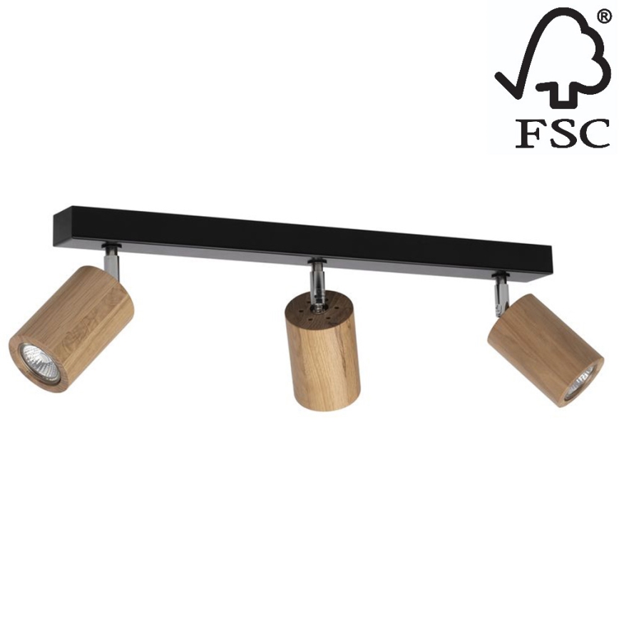 Spot de plafond LED MATTI 3xGU10/5W/230V chêne - certifié FSC