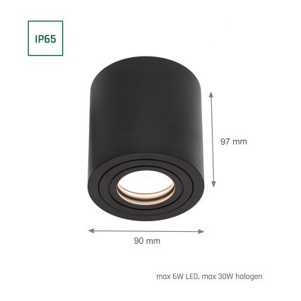Spot de salle de bains CHLOE 1xGU10/6W/230V IP65, rond, noir