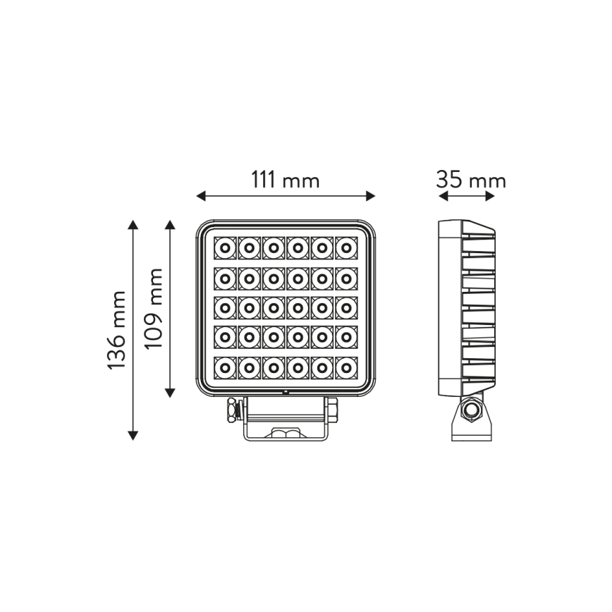 Spot de voiture BLACK LED/30W/10-30V IP69 5700K carré