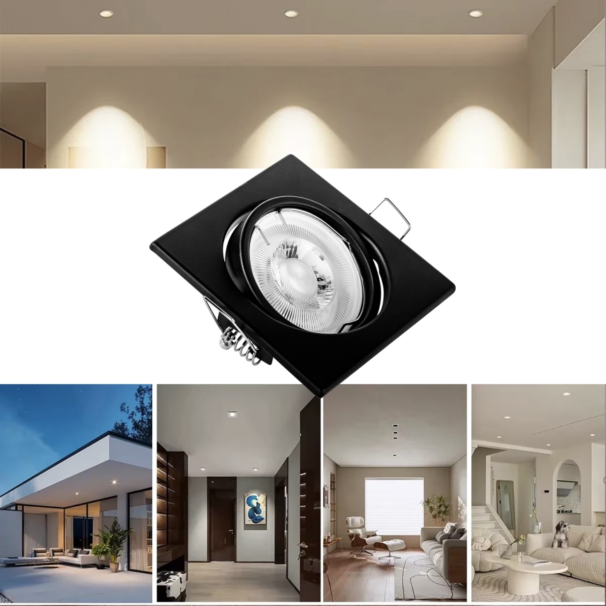 Spot encastrable 1xGU10/MR16/10W/230V 9x9 cm noir