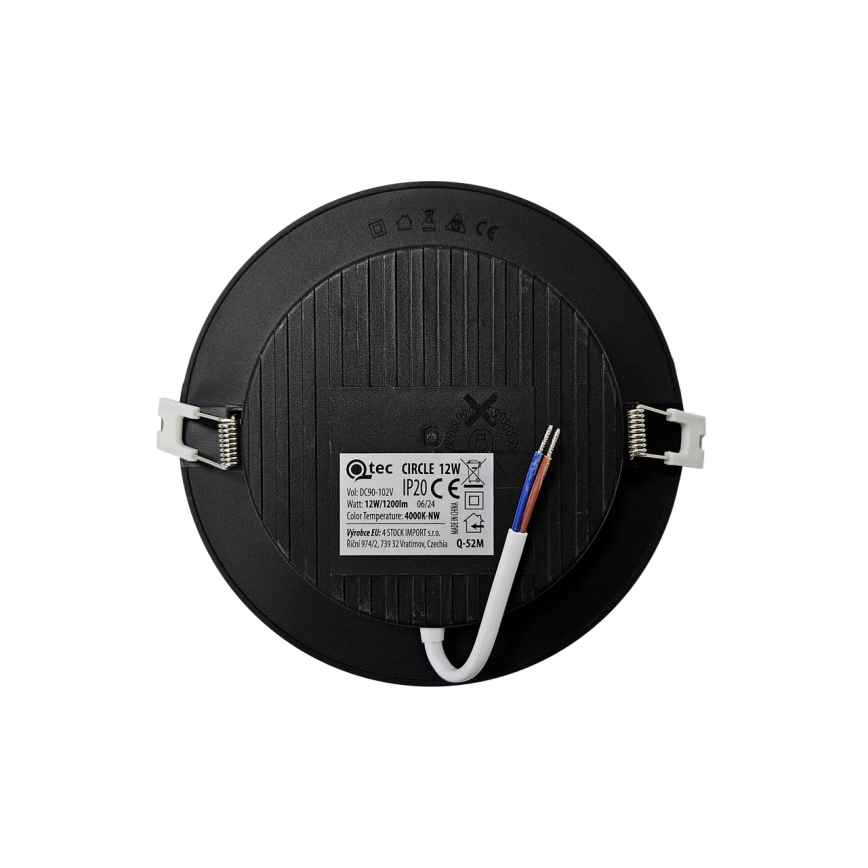 Spot encastrable CIRCLE LED/12W/230V 4000K d. 17 cm noir