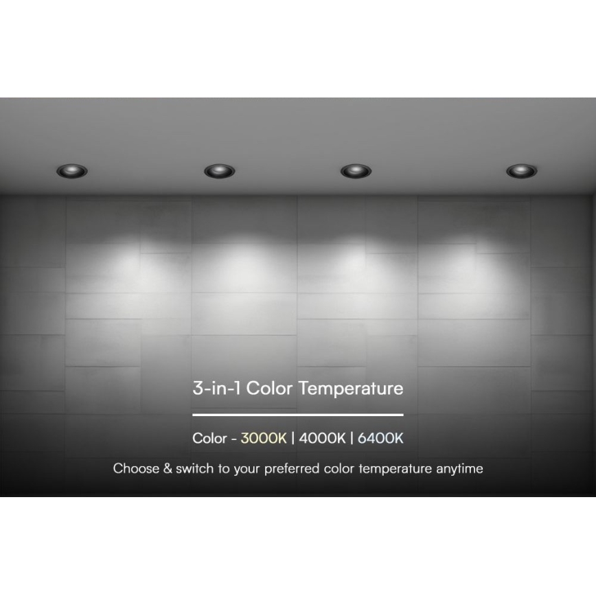 Spot encastrable LED/18W/230V 3000/4000/6400K ø 10,6 cm noir