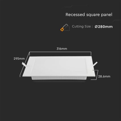 Spot encastrable LED/24W/230V 29,5x29,5 cm 3000K blanc