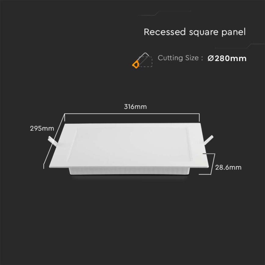 Spot encastrable LED/24W/230V 29,5x29,5 cm 3000K blanc