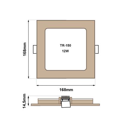 Spot encastrable SQUARE LED/12W/230V 4200K 16,8x16,8 cm marron