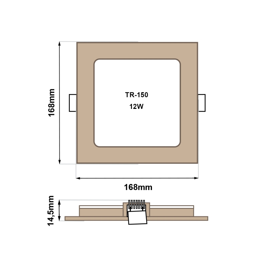 Spot encastrable SQUARE LED/12W/230V 4200K 16,8x16,8 cm marron