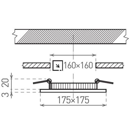 Spot encastrable VEGA LED/12W/230V 2900/3900/5800K 17,5x17,5 cm blanc