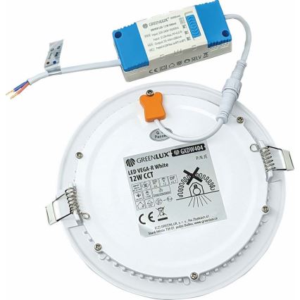Spot encastrable VEGA LED/12W/230V 2900/3900/5800K d. 17,5 cm blanc