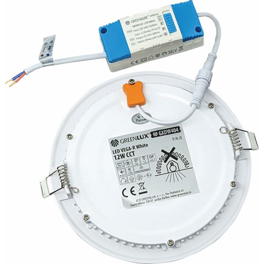 Spot encastrable VEGA LED/12W/230V 2900/3900/5800K d. 17,5 cm blanc