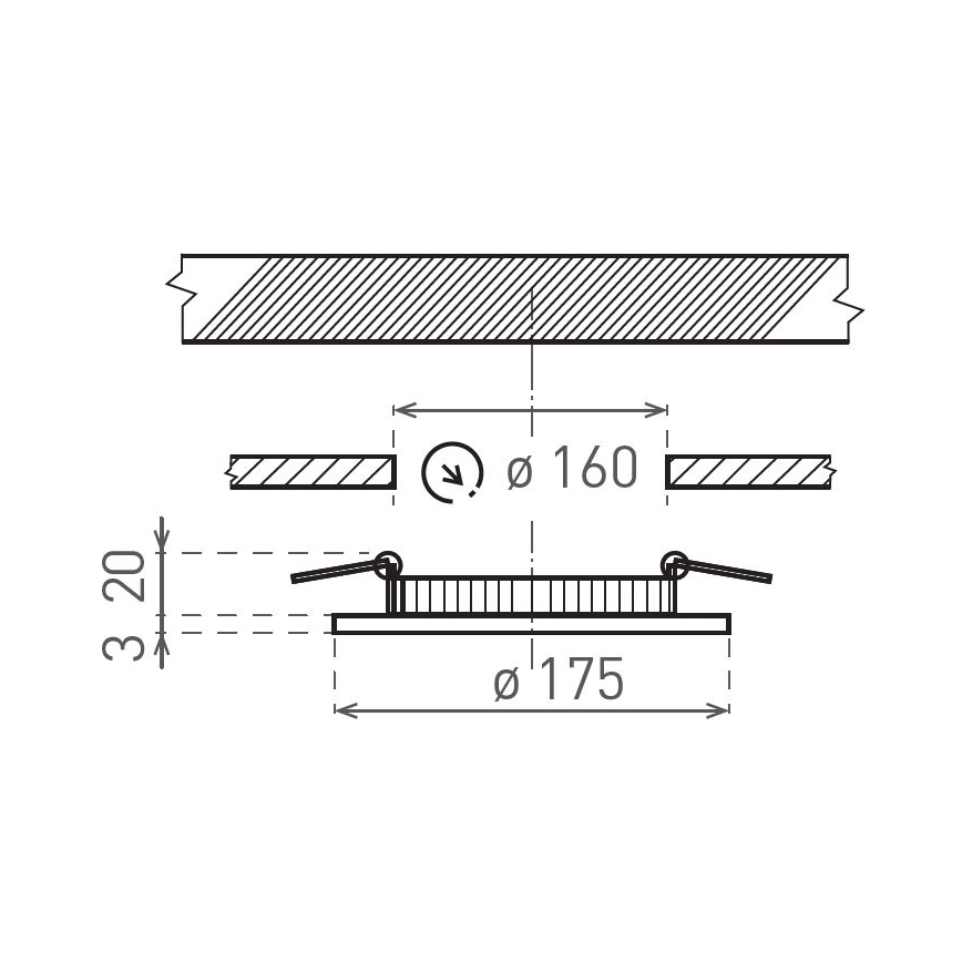 Spot encastrable VEGA LED/12W/230V 2900/3900/5800K d. 17,5 cm blanc