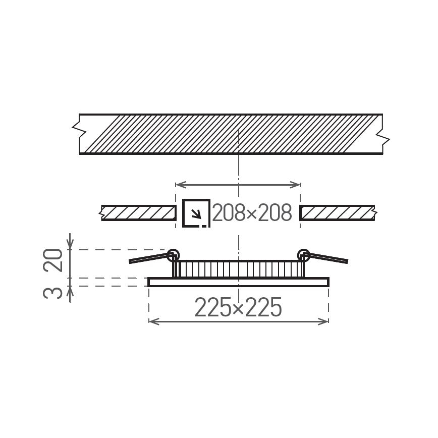Spot encastrable VEGA LED/18W/230V 2900/3900/5800K 22,5x22,5 cm blanc