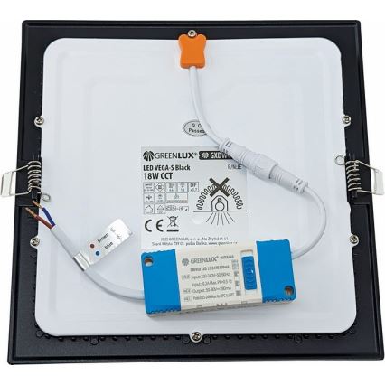 Spot encastrable VEGA LED/18W/230V 2900/3900/5800K 22,5x22,5 cm noir