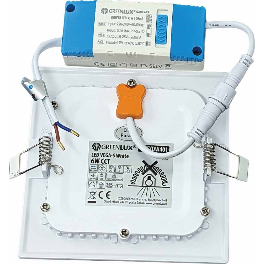 Spot encastrable VEGA LED/6W/230V 2900/3900/5800K 12,5x12,5 cm blanc