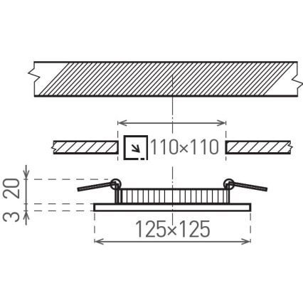 Spot encastrable VEGA LED/6W/230V 2900/3900/5800K 12,5x12,5 cm blanc