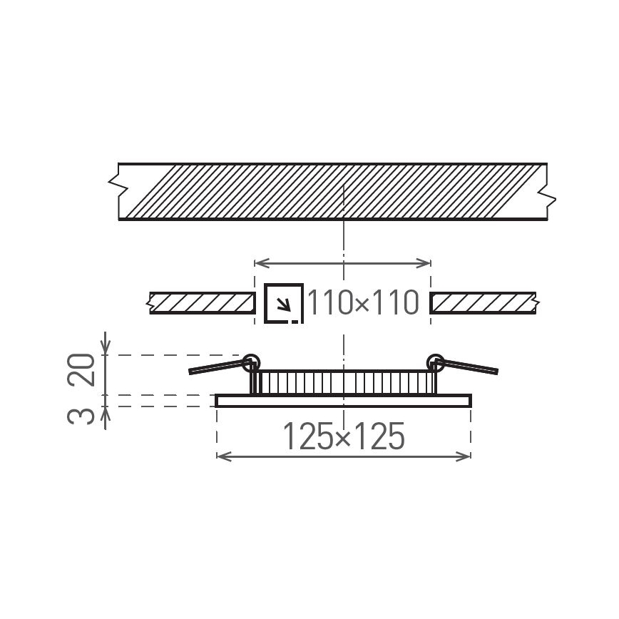 Spot encastrable VEGA LED/6W/230V 2900/3900/5800K 12,5x12,5 cm blanc