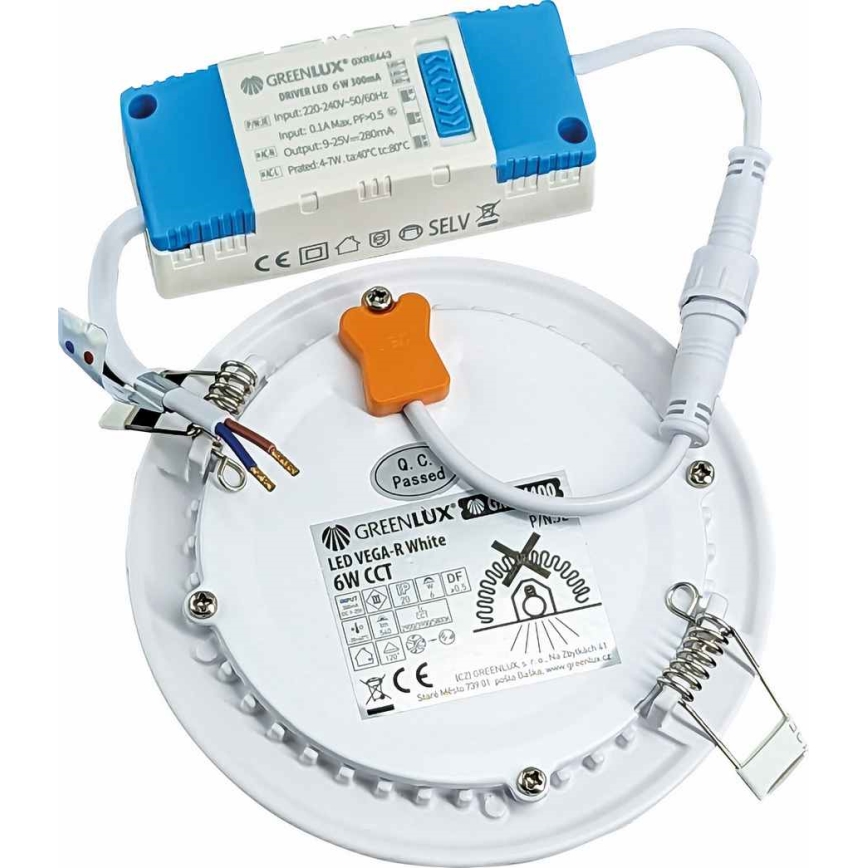 Spot encastrable VEGA LED/6W/230V 2900/3900/5800K d. 12,5 cm blanc
