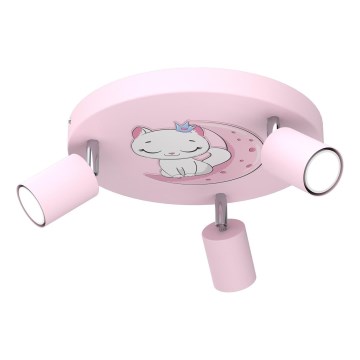 Spot enfant FUN 3xGU10/8W/230V rose/chat