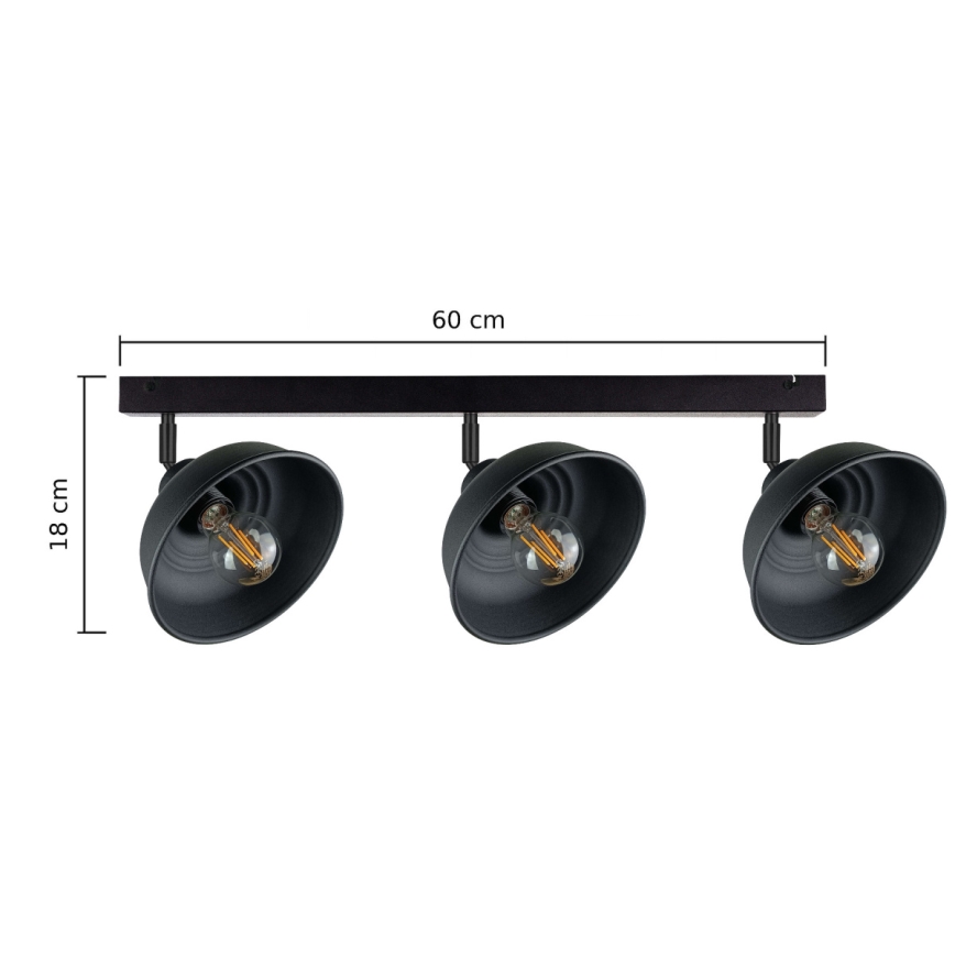 Spot FAUN 3xE27/60W/230V noir