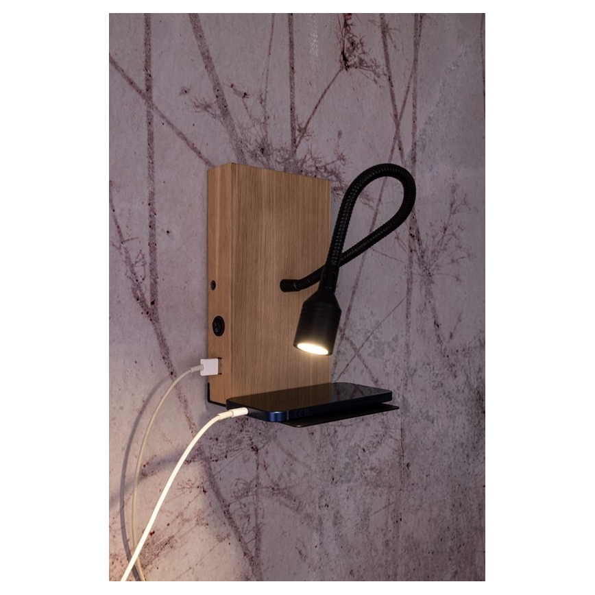 Applique LECTOR LED/2,5W/230V USB quercia – FSC certificato