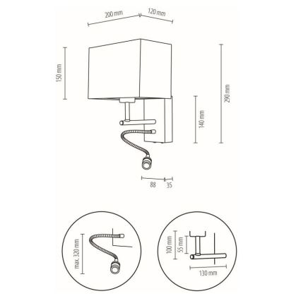 Applique BOHO 1xE27/25W + LED/1W/230V quercia – FSC certificato