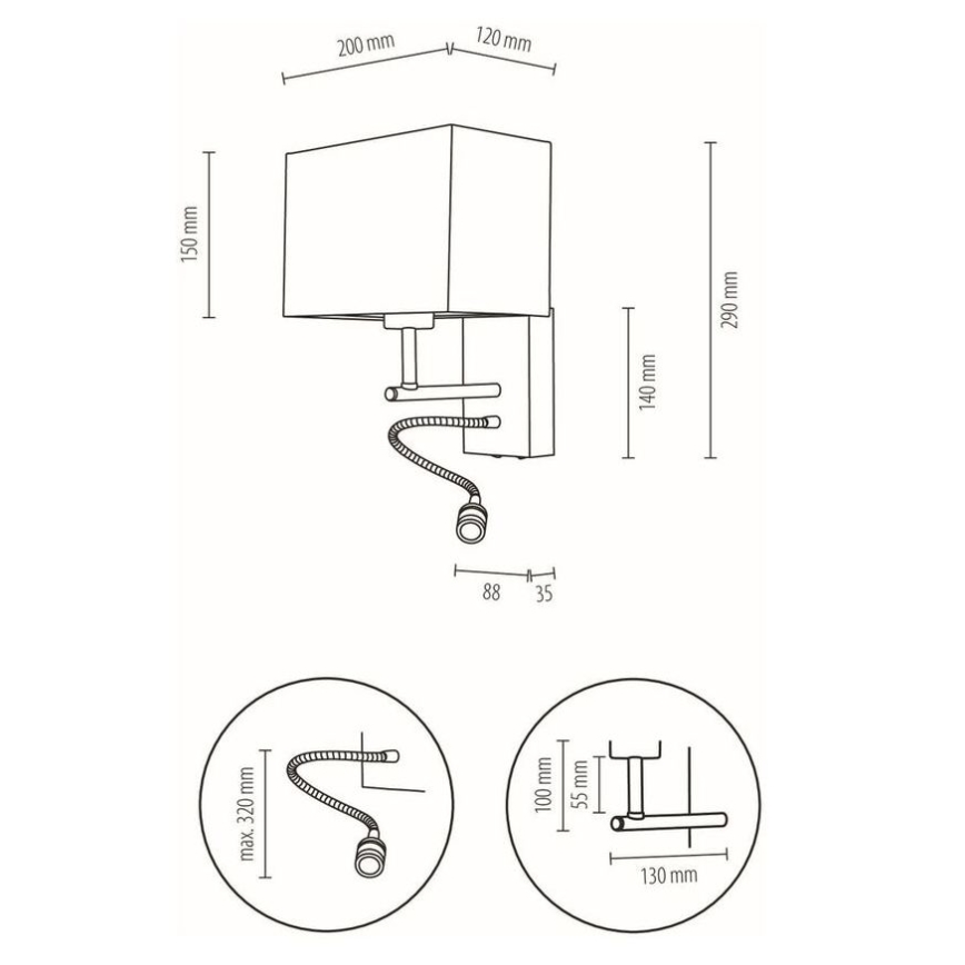 Applique BOHO 1xE27/25W + LED/1W/230V quercia – FSC certificato