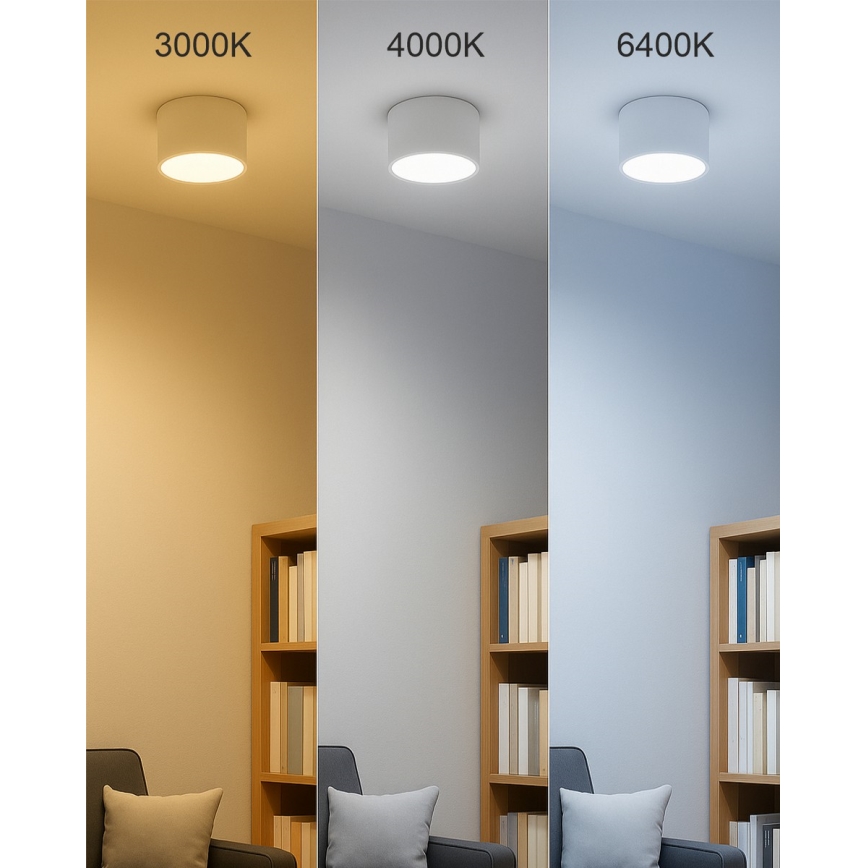 Spot LED/5W/230V 3000/4000/6400K Ø 7,5 cm blanc