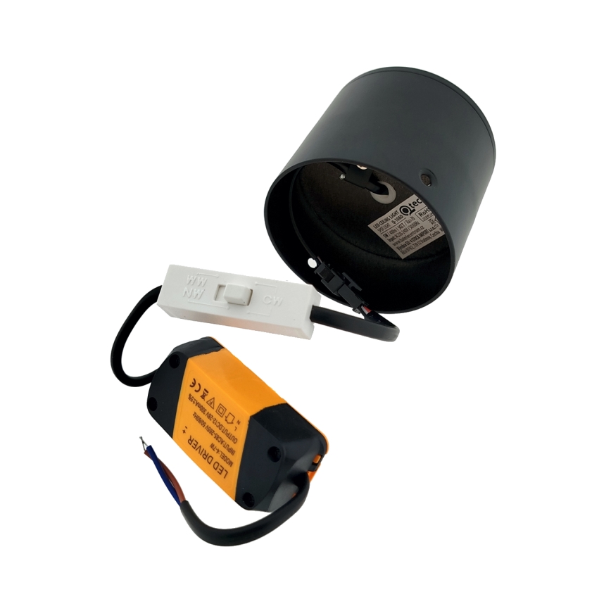 Spot LED/5W/230V 3000/4000/6400K Ø 7,5 cm noir