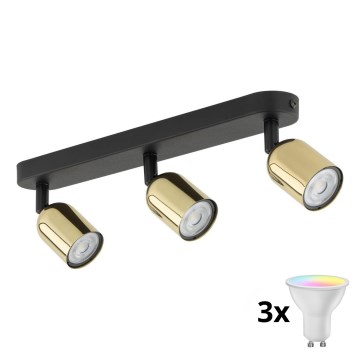 Spot LED encastrable RGBW dimmable TOP 3xGU10/6,5W/230V 2700-6500K noir/doré