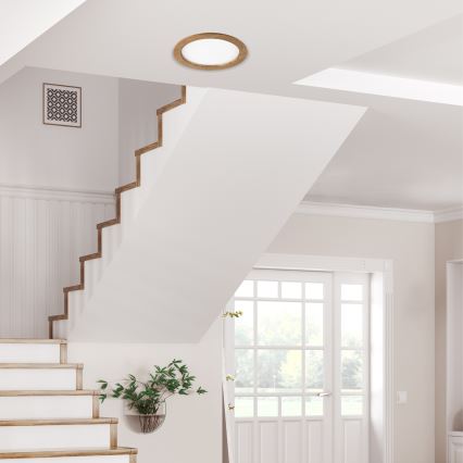 Plafonnier LED encastré WOODY SPOT LED/23,5W/230V 4000K noyer Ø 23,5 cm